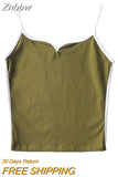 Znbbw crop top summer sexy tops women 2023 spaghetti strap top casual v neck camis knit sleeveless cami top army green cami gray