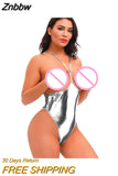 Znbbw bikini swimwear women swimsuit one piece biquini bikinis Patent leather Bright light Halter String Lace Dew Thong Nightclub