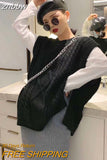 znbbw Loose Fluorescent Green Women Sweaters Korea Oversize Knit Woman Sweater Vest 2023 Winter Plus Size Pullover Clothing