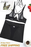 Znbbw Sheer Lingerie Transparent Underwear Sexy Bandage Erotic Naked Woman Without Censorship Fancy Bra Set With Garter