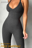 znbbw Summer Clubwear Bodycon Jumpsuits Women Romper Backless Ribbed Sleeveless Jumpsuit Female Black Grey Sexy Outfits Women