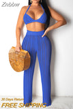 Znbbw Sexy Hollow Out Knitted Pant Suits Women Crochet Crop Top And Wide Led Pants Summer Two Piece Set Ladies Casual Beachwear