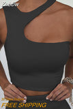 Znbbw Out Sexy Crop Off Shoulder Solid 2023 Skinny Sport Short Tops Women Tank Irregular Summer Tube Tops