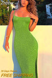 Znbbw Women Elegant Party Club Evening Bodycon Streetwear Green Long Dress 2023 Summer Clothes Wholesale Items For Business