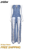 znbbw Summer Sexy Fashion Jumpsuit Club Outfit For Women 2023 Strapless Hollow Holes Sto Denim Jumpsuite Women Mujer