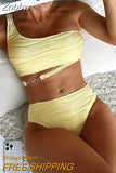 Znbbw Waist Bikinis 2023 Sexy Women Swimsuit Swimwear Female One Shoulder Brazilian Bikini Set Beachwear Bathing Suit