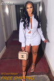 znbbw White 2 Two Piece Set Women Crop Top and Skirt Set Sexy Club Outfits Long Sleeve Bodycon Shirt Women Matching Sets 2023