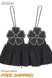 Znbbw TRAF Y2K Sexy Bra Top Women Camis 2023 Summer Sleeveless Backless Flowers Rhinestones A-Line Crop Top Female Tanks