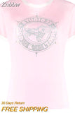 Znbbw Strass T-Shirt Women 2023 Summer Clothing Short Sleeve Round Neck Fashion Tees Tops Luxury Tee Shirt T-shirts for Women