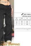 Znbbw Women Y2K Cargo Pants Khaki Loose Streetwear Vintage Low Waist Casual Straight Trousers Sexy Retro Loose Pockets Baggy Pants