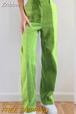 Znbbw Women Sweet Corduroy Patchwork Straight Pants High Waist Baggy Holiday Fashion Harajuku Vintage Casual Wide Leg Trousers 912