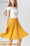 Znbbw Women Chiffon Pleated Skirt Vintage High Waist Tutu Skirts Womens Saia Midi Rokken 2016 Summer Style Jupe Femme Skirt
