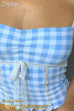 Znbbw Women Y2K Crop Top Cute Bow Lace Strap Camis Aesthetic Fairycore Vest Chic Retro Plaid Backless Milkmaid Tops 2000s Vintage