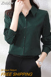 Znbbw Striped Shirts Women Korean Fashion Long Sleeve Blouse Top Women Elegant Office Lady High Quality Formal Clothing 2023
