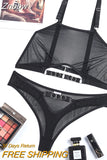 Znbbw Lingerie Cut Out Transparent Bra And Panty Set Woman 2 Pieces Seamless Female Underwear Sexy Outfits Black Intimate