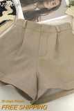 znbbw Summer Korean Causal High Waist Solid Color Suit Shorts Women's New Fashion Elegant Wide Leg Female Shorts Bottoms