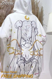 Znbbw Kawaii Anime Print Hoodies Women Japanese Harajuku Oversized Sweatshirts Cute Sweet Cartoon Loose Casual Tops Winter