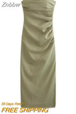 Znbbw TRAF Dress Summer 2023 Tube Top Tight Women Dress Chic Folds Street Holiday Leisure Young Student Clothing