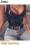 Znbbw Black Bodysuit Women Female 2023 V-Neck Backless Jumpsuit Sexy Bodycon Bodys Summer Pu Black Bodysuits Female