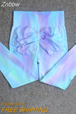 Znbbw Gradient Peach Yoga Pants High Waist Sport Leggings Rainbow Tie Dye Tights Gym Running Push Up Pants Booty Leggins