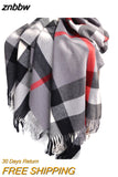 znbbw Luxury Brand Winter Plaid Scarf Couple Style Warm Solid Pashmina Scarves Fashion Women Scarfs Cashmere Shawl Hijab For Gift