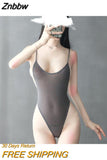 Znbbw piece swimsuit women swimwear monokini sexy bikini Solid color Sling Transparent Open file Fun Backless Japanese student spa