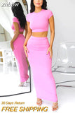 znbbw Summer Sexy Solid Crop Top And Skirt Sets Club Outfit For Women 2023 White 2 Two Piece Sets Black New In Matching Sets