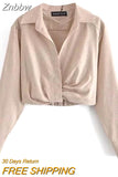 Znbbw ZBZA Skirts Womens 2023 Two Piece Set Linen Blend Cropped Women Shirt Draped Skirt Autumn Fashion Casual Dress Sets