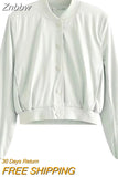 Znbbw TRAF 2023 Women's Bomber Jacket Fashion With Pockets Spring Jackets Coat Vintage Long Sleeve Casual Outerwears