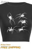 Znbbw web collection print top gothic y2k baby tee summer women's cropped top 90s retro hip hop street black o neck top women