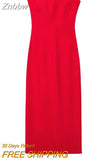 Znbbw Red Corset Mid Dresses Women Elegant Sleeveless Off Shoulder Mix Dresses 2023 Spring Summer High Street Outwear Vestidos