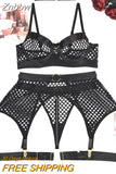 Znbbw Fishnet Lingerie Fetish See Through Sexy Underwear Naked G-String Sexy Costume Mesh Transparent Bra Panty Set Intimate