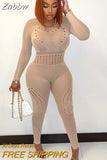 Znbbw Fashion Sexy Mesh Jumpsuit Women Autumn Simple Solid Slim Wild Streetwear Fitness Sportswear Romper Long Sleeve Skinny