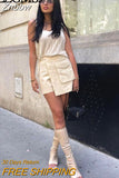 Znbbw TRAF Black Cargo Skirt Women High Waist Mini Skirts Woman 2023 Asymmetric Short Skirts for Women Streetwear Skort Skirt