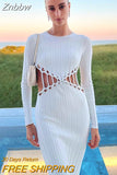 Znbbw Women Elegant Long Sleeve Bodycon Streetwear White Midi Dress 2023 Autumn Clothes Wholesale Items For Business