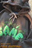 Znbbw Funny Kawaii Graffiti Monster Bubble Print Anime Hoodie Men's Korean Fashion Casual Streetwear Hip Hop Gothic Sweatshirt 912