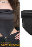 Znbbw Summer Sexy Backless Tie Up Bandage Crop Top Women Short Sleeve Vest Tee Fashion Casual Hollow Out Slim Tank Top Y2K Clothes