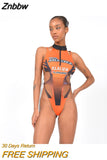Znbbw Sexy Print Letter Bodysuit Women Summer Casual Sexy Skinnny Stretch Zipper Backless Activewear Female Romper Y2K 2023
