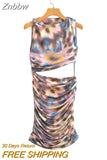 Znbbw TRAF 2023 Woman Mini Dress Sleeveless Vintage O-Neck Elegant Spring Summer Causal Elegant Loose Party Dresses