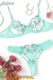 Znbbw Lingerie Sexy Floral Embroidery Underwear Transparent Lace Short Skin Care Kits Delicate Fairy Set Woman 2 Pieces