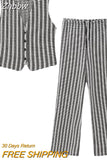 Znbbw TRAF Spring Autumn Vest Women Pants Suits Single Breasted 2piece Suits 2023 Women Casual Long Pant Suit Women Sets