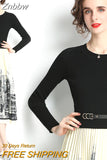 Znbbw Winter Chic Contrast Color Knit Patckwork Pleated Dress Women Long Sleeve Slim Waist Elegant All-match Knitted Vestidos