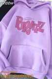 Znbbw Bratz Letter Sweatshirt Women's Casual Pink Top harajuku Fashion Hooded Sweatshirt Long Sleeve Print Graphic Jacket Women