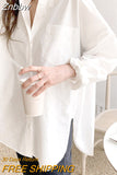 Znbbw Long Sleeve White Blouse Women 2023 Fashion Shirt Loose Button Cotton Shirts Women Casual Office Lady Tops Blusas 11456