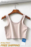Znbbw women summer crop tops sleeveless short cotton u collar knitted bar