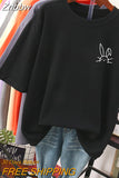 Znbbw 100 Cotton L-5XL Plus Size T Shirt Cartoon Print Tshirt Short Sleeve Women's Top Summer Kawaii Couple O Neck T Shirts