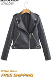 Znbbw TRAF Spring Autumn Pu Jacket Coat Women Long Sleeves Slim Warm Biker Faux Leather Jackets Coat Biker Jacket Streetwer