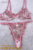 Znbbw Floral Lingerie Fancy Embroidery Transparent Bra Women's Underwear Set Women 2 Piece Beautiful Sexy Naked Intimate 912