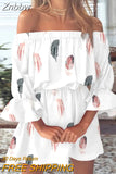 Znbbw Women Sexy Floral Print Dress Summer Sexy Off Shoulder Casual Flare Sleeve Tunic Dress Female Boho Party Mini Dresses Vestidos
