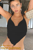 Znbbw Sexy Lrregular Hollow Sling Top For Women Summer Fashion Sleeveless Crop Top Fairy Goth Female Casual Streetwear Hot Deals
